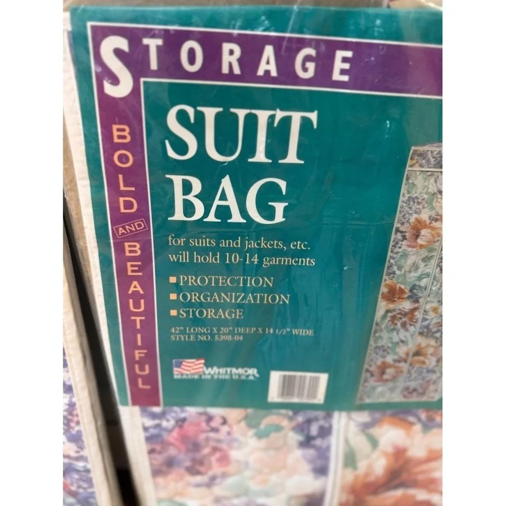 2 NEW VTG Whitmor Storage Suit Bag Pink/Purple Floral Made in USA granny core